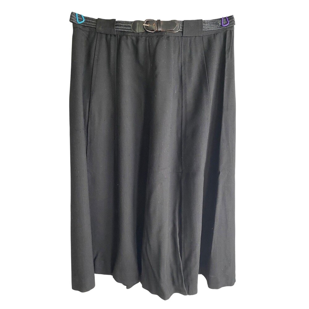 Vintage Century Of Boston Skirt Womens M Black Midi Belted A-Line Basic